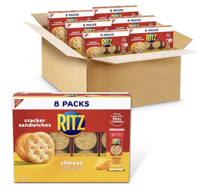 RITZ Cheese Sandwich Crackers, Lunch Snacks, 48 Snack Packs